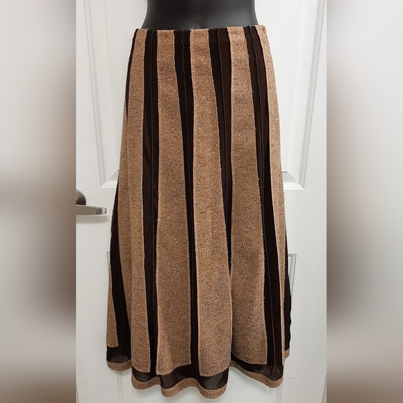 Vintage manigance Montreal Fashion Skirt Tone on Tone Brown Size 16 Stretchy - Picture 1 of 5